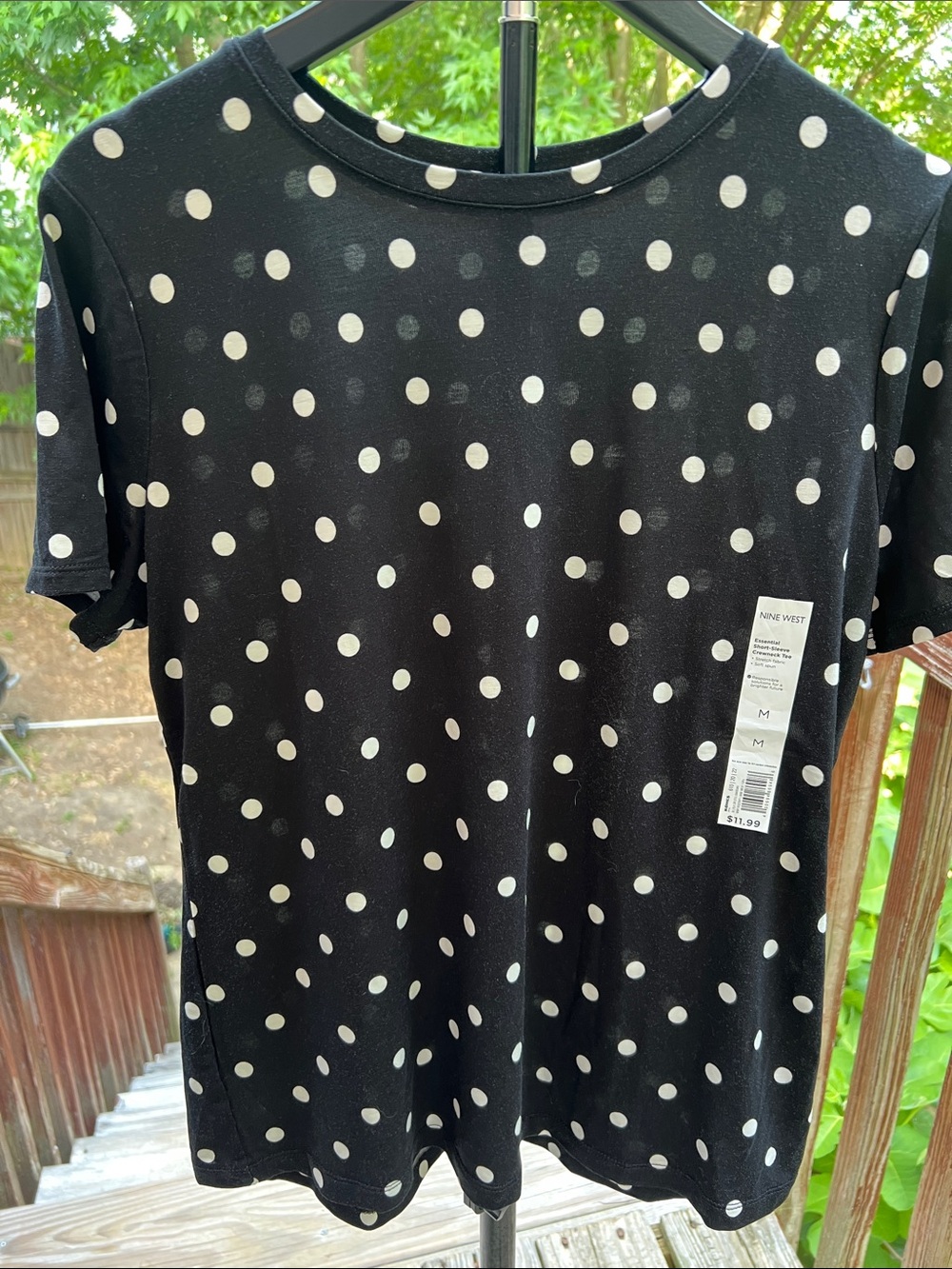 Nine West Black and White Polka Dot Tee